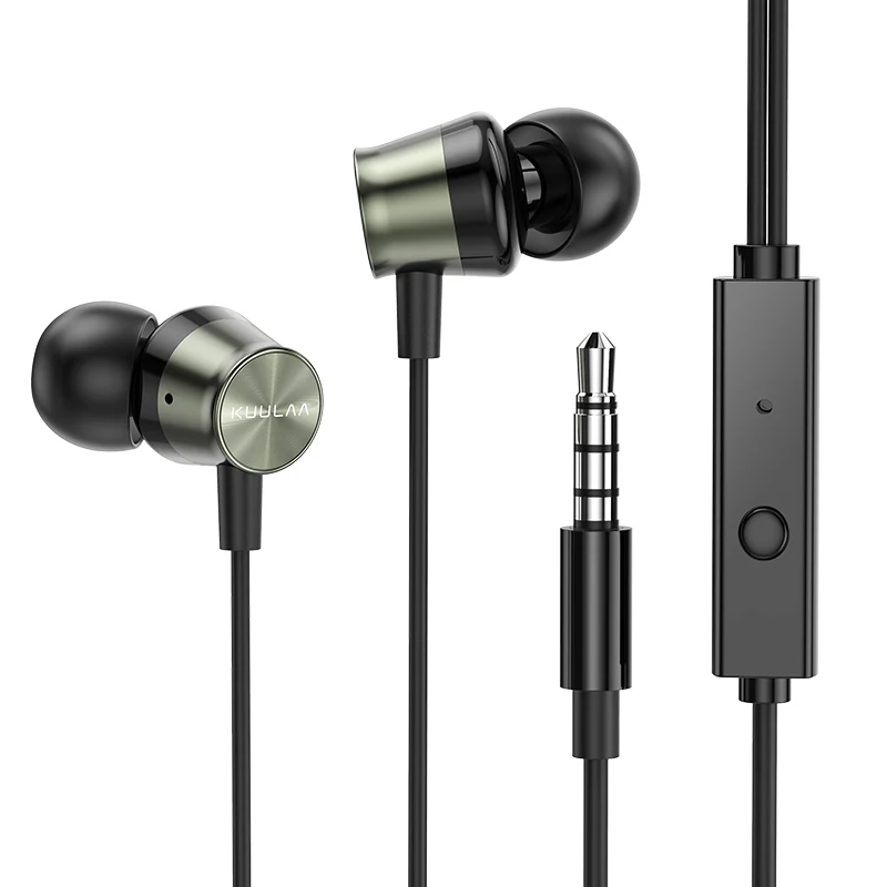 

KUULAA Earphone 3.5mm In-Ear Wired Earphones With Control Sport Speaker Metallic Stereo Earbuds For IPhone Samsung