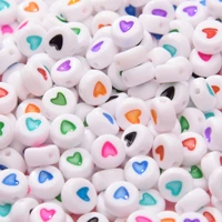 100pcspack 4x7mm childrens early education beads handmade beads acrylic white background color love beads diy accessories