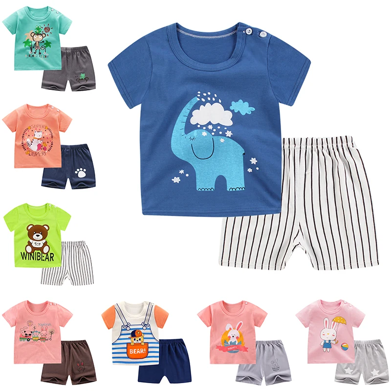 

Kids Boy Girl Pajamas Clothing Cotton Short Sleeve Suits Children T-shirt+Short Pants Clothing Set 2pcs/set