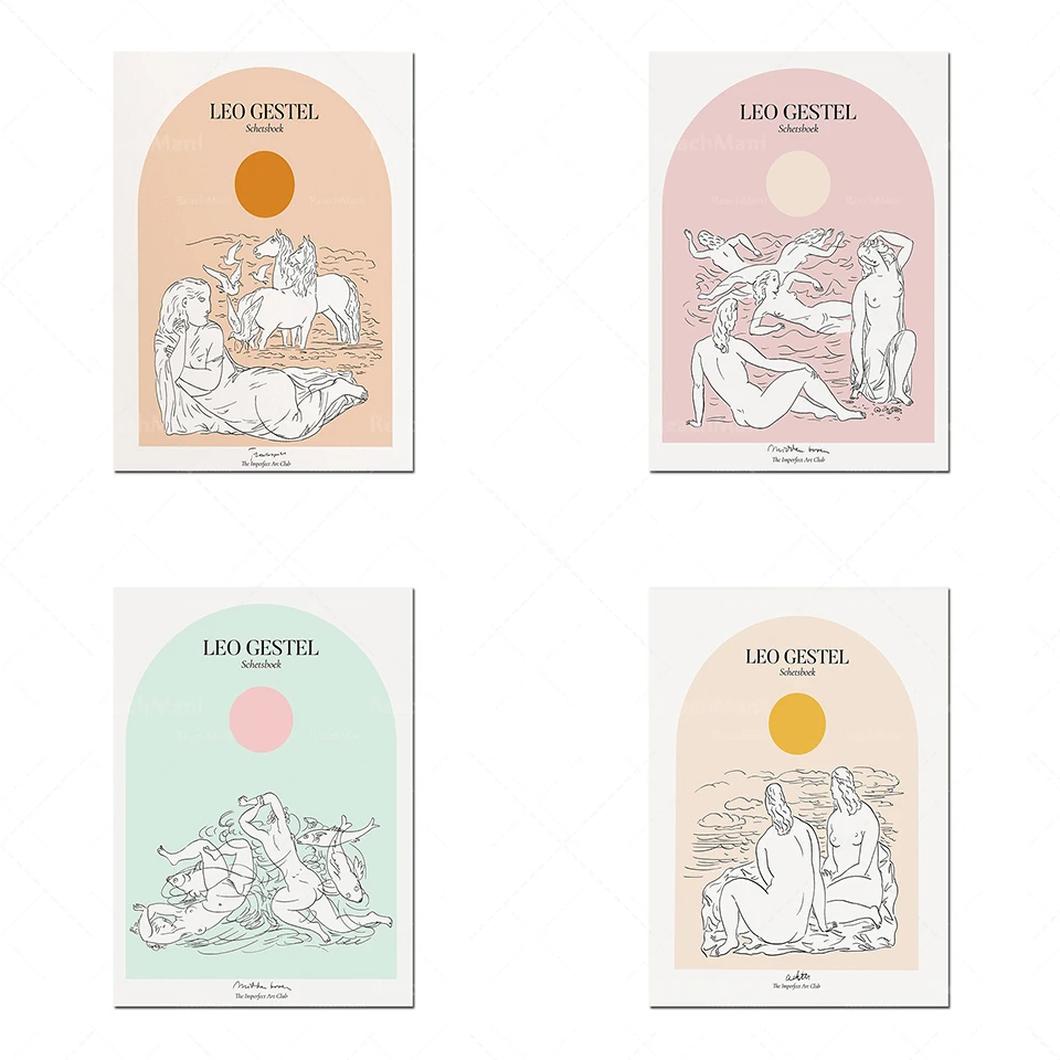 

Abstract line art LEO GESTEL n ° modern prints, geometric arcs, female line drawings, bohemian wall decoration posters