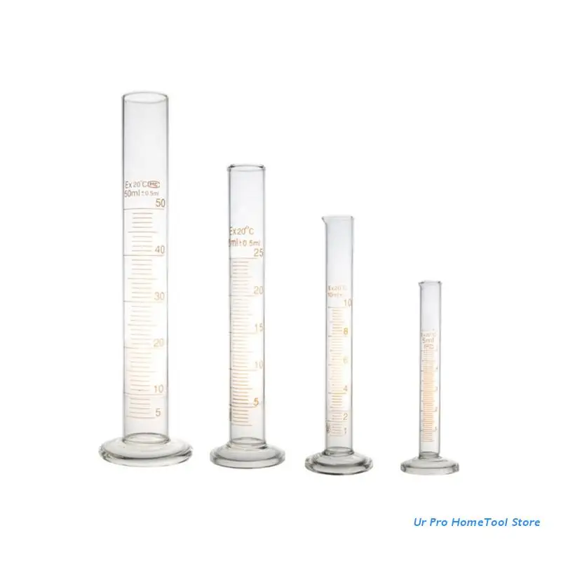 

Graduated Measuring Cylinder 5ml 10ml 25 ml 50ml Round Base Chemistry Lab Spout M17E