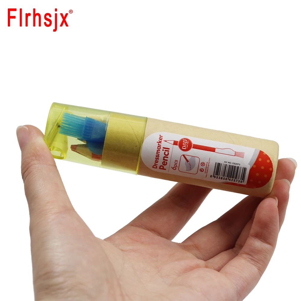 FLRHSJX 6 шт. карандаши для шитья с точилкой ткани Водорастворимая Ручка портняжный