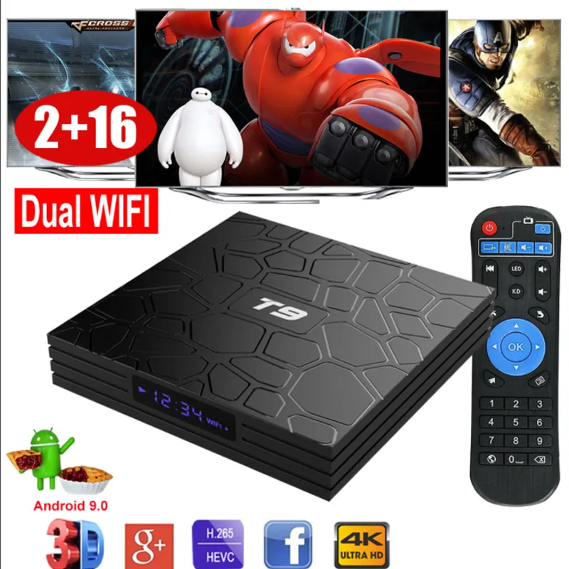 ТВ-приставка T9 Android 9.0 четырехъядерная Смарт 4 Гб RAM 32 Flash Set-top Box Media - Цена: 4659.22