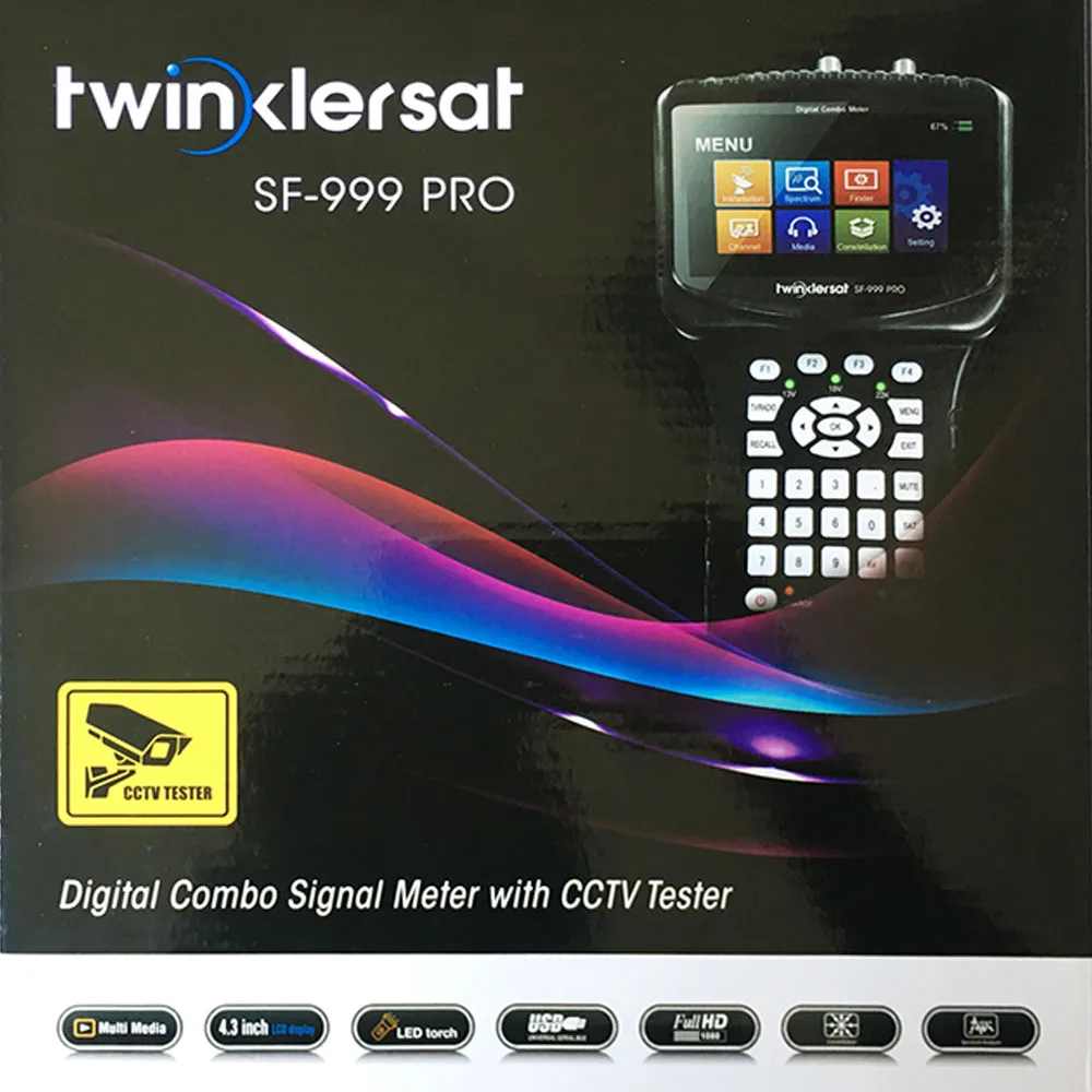 Twinkler SF 999 Pro HD спутниковый искатель Combo DVB S2 T2 4 3 дюймовый ЖК экран анализатор