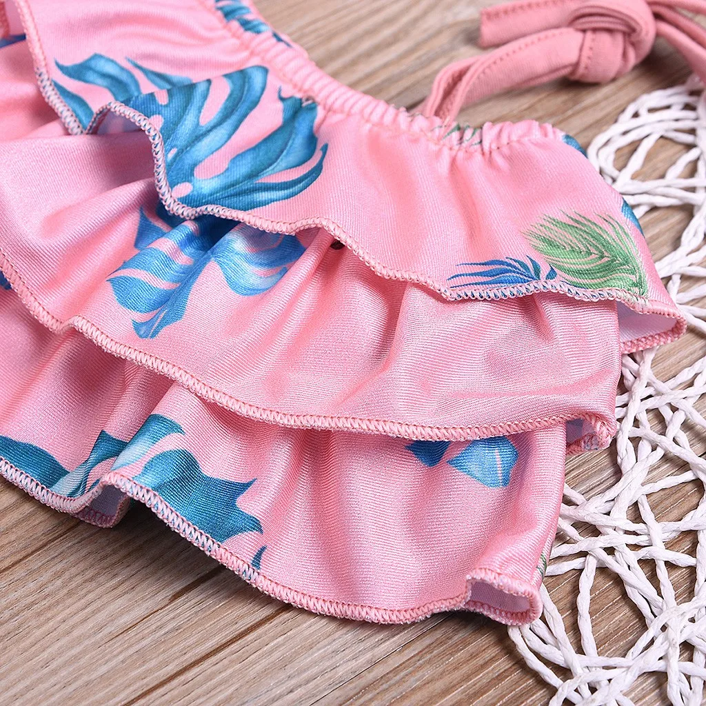 Купальный костюм для маленьких девочек бикини пляжный Пояс чулок купальник + топ