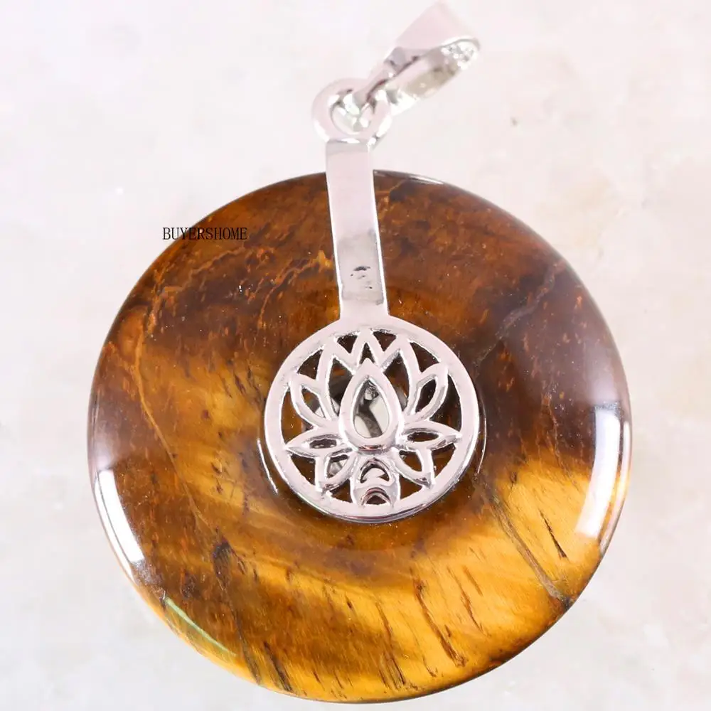 Цветок лотоса 30 мм натуральный камень Золотой Тигровый глаз Круглый Кулон из
