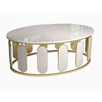 new customized european style luxury stainless steel glass marble top sofa coffee table for living room furniture