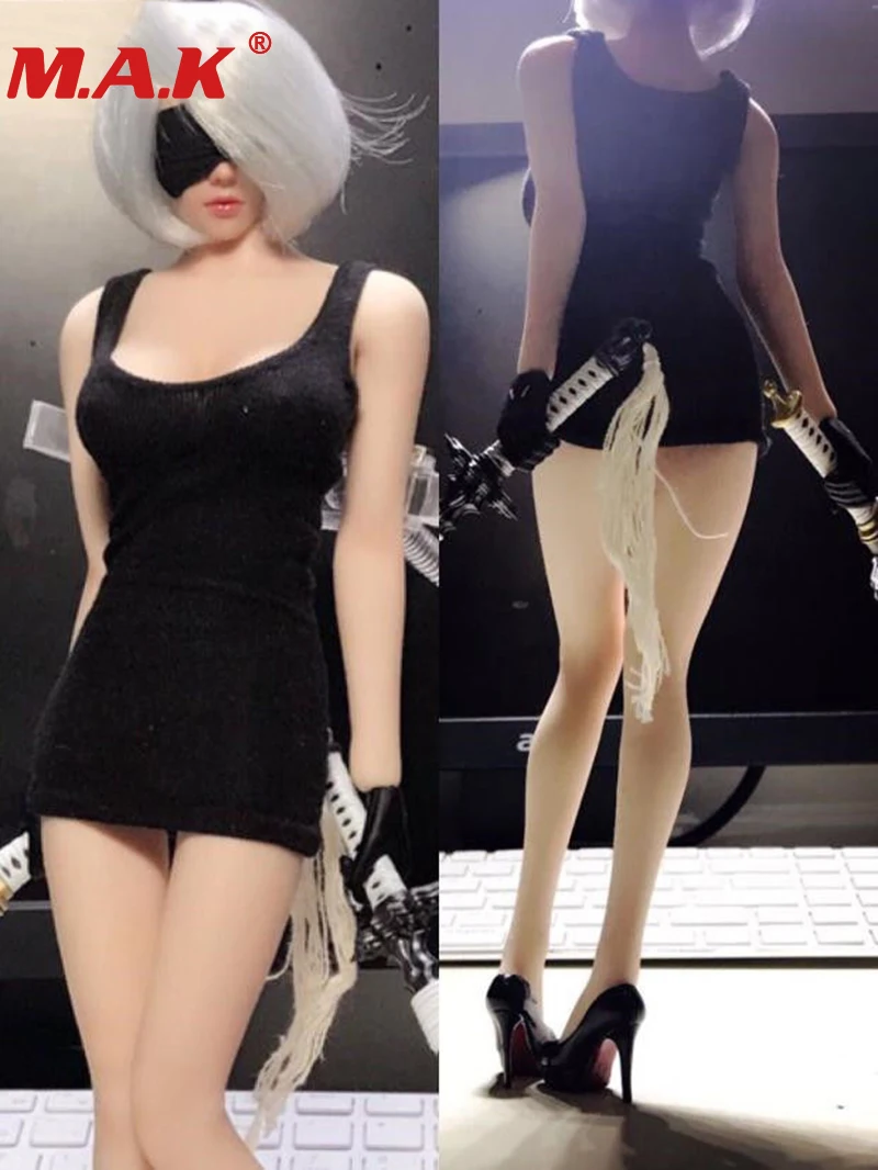

Customs Female Clothes Model 1:6 Scale Black Dress Braces Short Skirt Dress Clothing For 12" HT PH Doll Model Toy Accessories