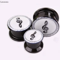 leosoxs 2pcs acrylic screw punk ear gauges plugs black ear expanders 4 16mm double flared ear stretcher piercing jewelry