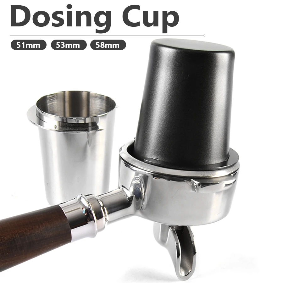 

51/53/58mm Stainless Steel Dosing Cup Coffee Sniffing Mug Powder Feeder Fit Espresso Machine Portafilter Coffee Tamper Powder