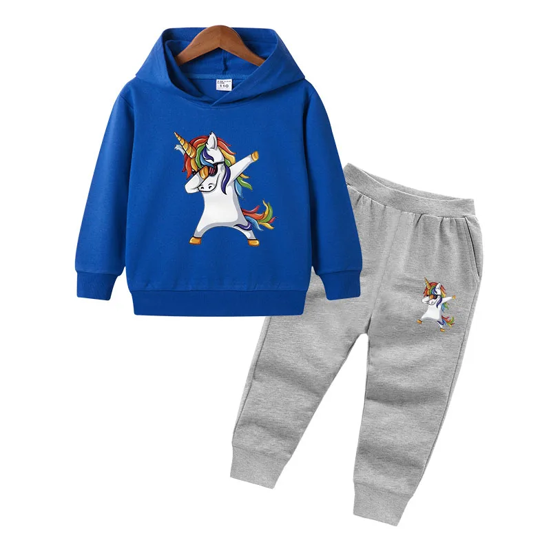 Fashion Unicorn Print Sweater Toddler Boys Girls Sweatshirt Casual Hoodies Sets Baby Autumn Long Sleeve Children Clothes 1-10Y