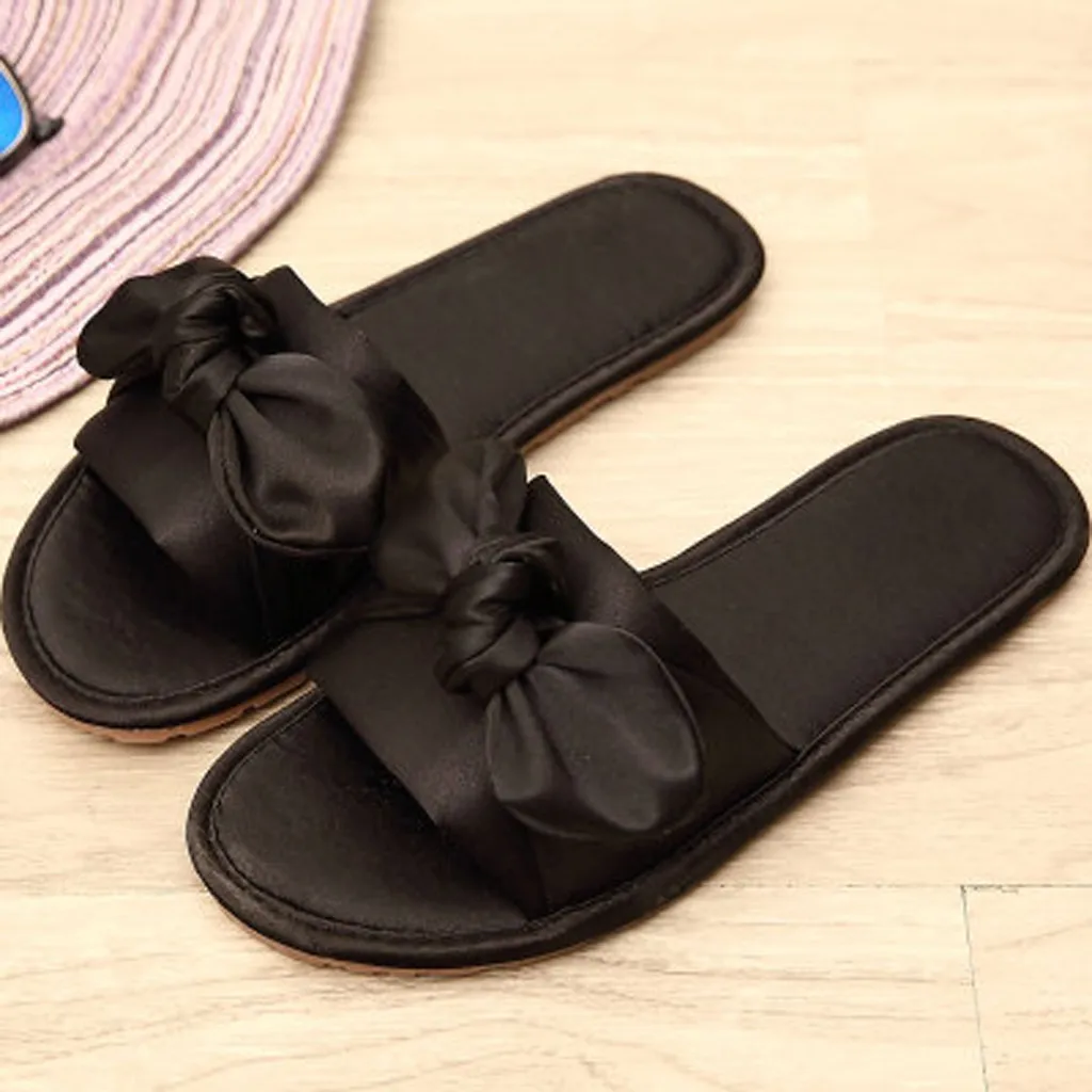 KANCOOLD Women Slippers 2019 New Satin Bow Home Slip Breathable Casual Fashion Simple Flat Indoor | Обувь