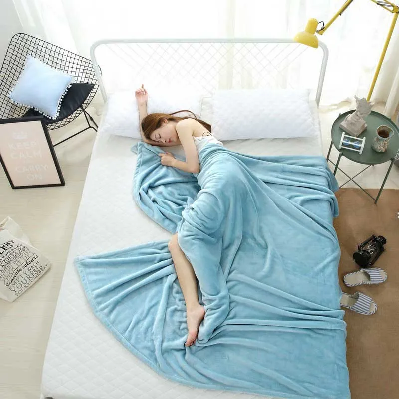 Теплое плотное офисное домашнее одеяло зима осень супер мягкие фланелевые