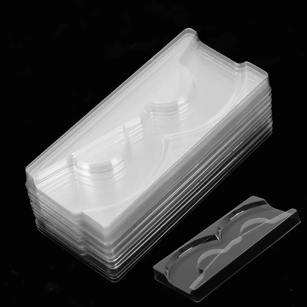 10/20pcs Transparent Lash Trays Plastic Square Transparent Mink Lash Holder Eyelash Tray for 22mm Eyelash Packaging Box Round