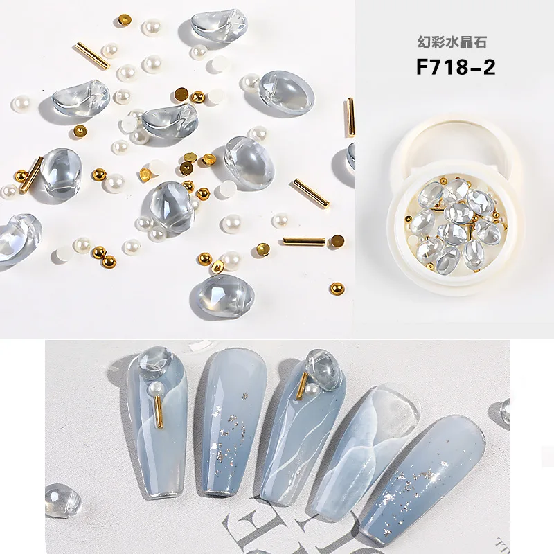 

1 Jar Of Mixed Crystal Stone Pearl Steel Ball Rivet Shiny Gemstone 3D Pearl Pendant Nail Art Manicure Decoration