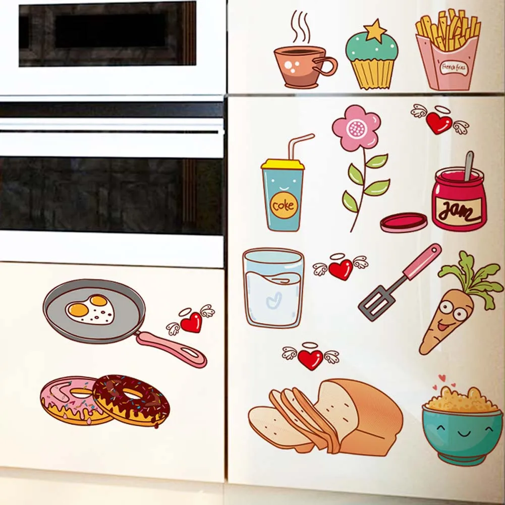 Мультяшная наклейка на дверь холодильника и кухни декоративная s еды фрукты