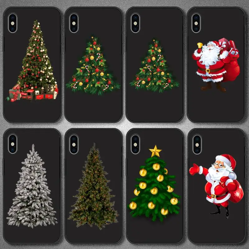 

Christmas Snowflake Christmas Tree Phone Case For Black Soft Phone Case 5 5s se 6 6s 7 8 11 12 X Xs Xr Pro Plus Max Mini Cover