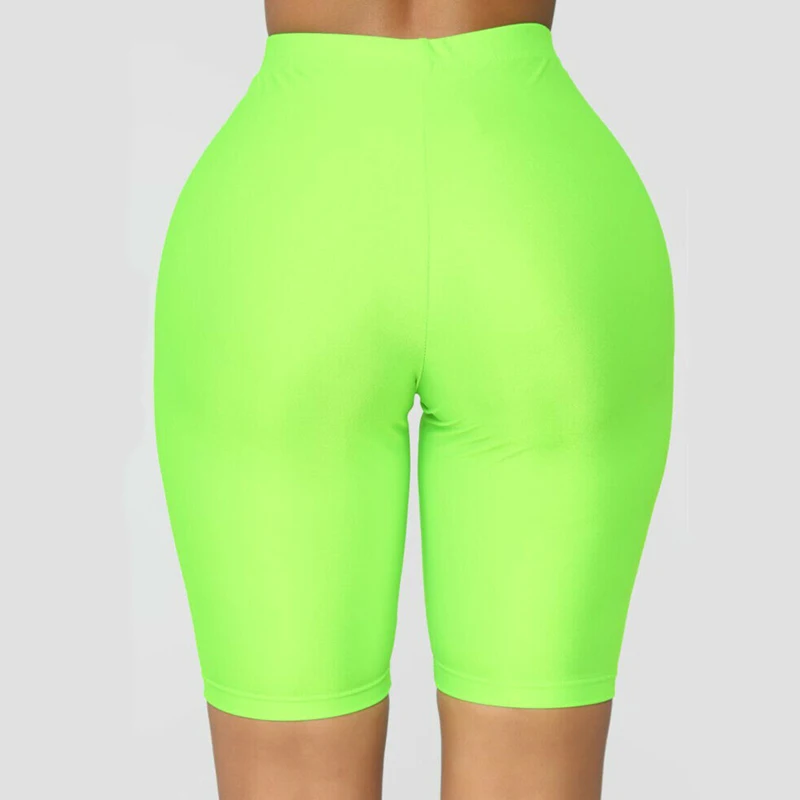 Шорты женские спортивные облегающие с завышенной талией Однотонные эластичные