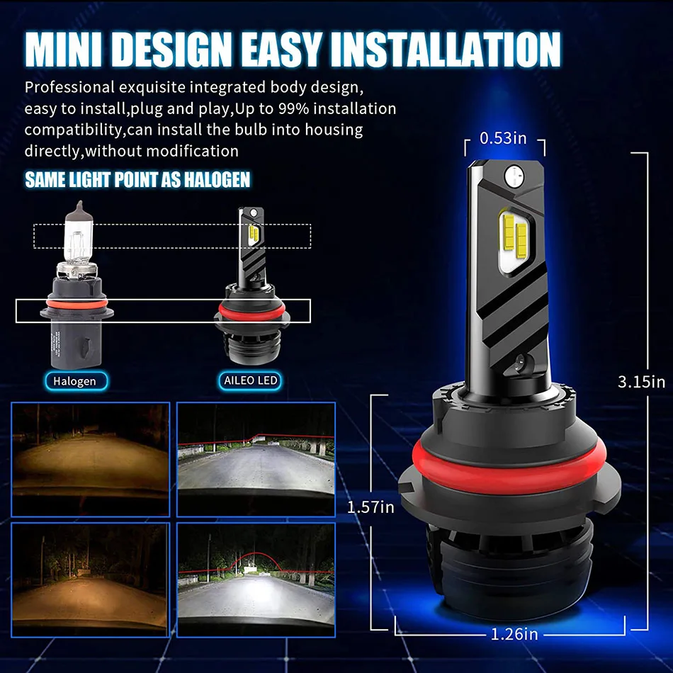 Лампы AILEO автомобильные для фар светодиодные лампы HB1 Led HB5 дальнего/ближнего