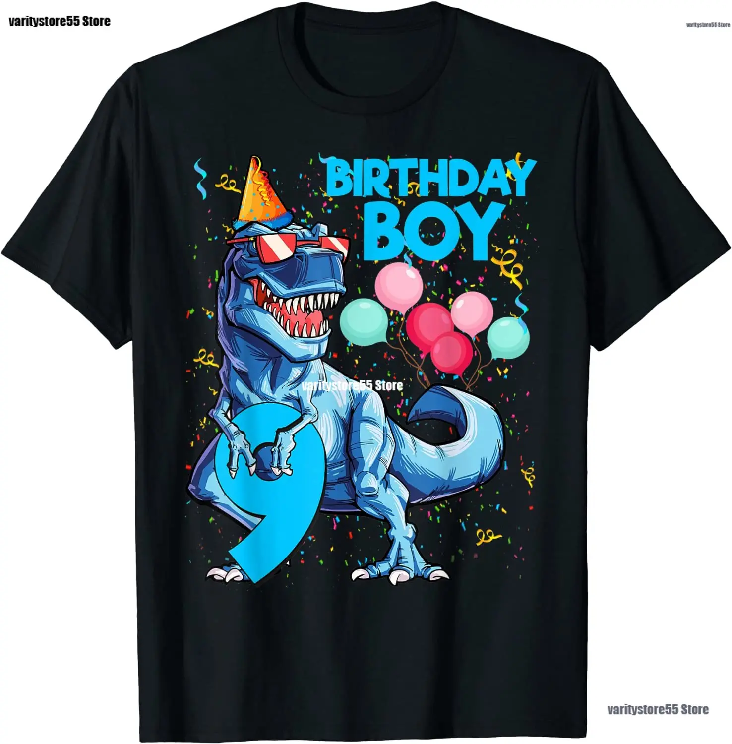 

2021 Summer new print men t-shrit It's My 9th Birthday Tee Dinosaur Party for 9 year old boy short sleeve for unisex harajuku