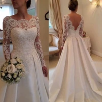 cheap long sleeve wedding dresses 2015 sale satin lace a line open back boho bridal gowns custom made china vestido de noiva