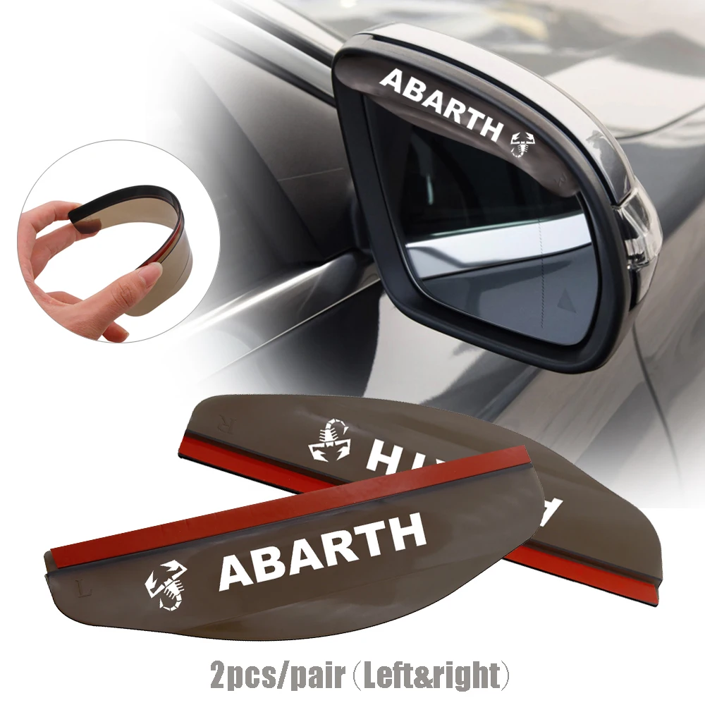 1 pair Black Car Rearview Mirror Rainproof Eyebrow Cover flexible PVC rain blade cover for Fiat Viaggio Abarth Punto Etc. | Автомобили и