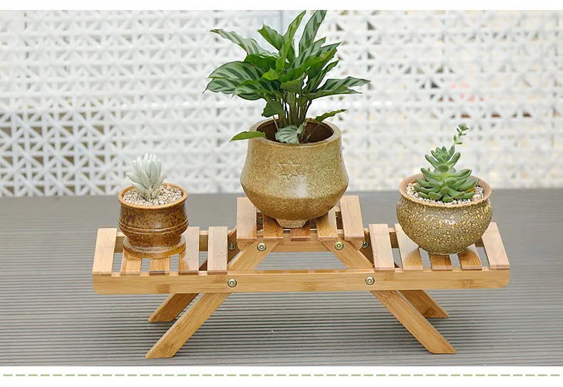 Бамбуковая полка для цветов и растений подставка цветочных горшков держатель