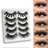 wholesale 5pairs fluffy mink false eyelashes 3d mink lashes clear tray label makeup dramatic long mink lashes in bulk