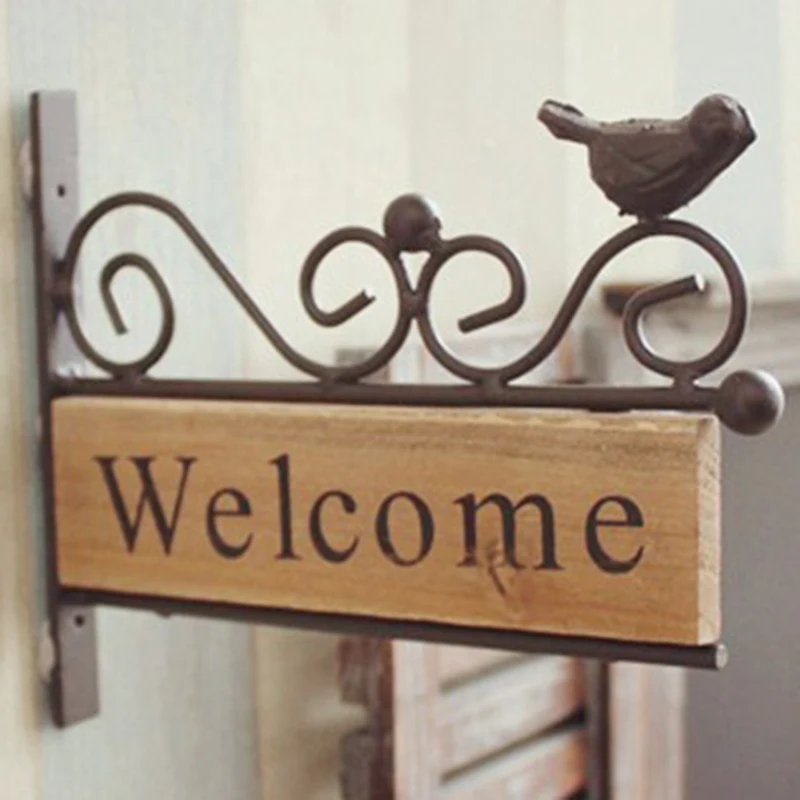 Ретро винтажная Табличка деревянная птица Добро пожаловать дверной знак для