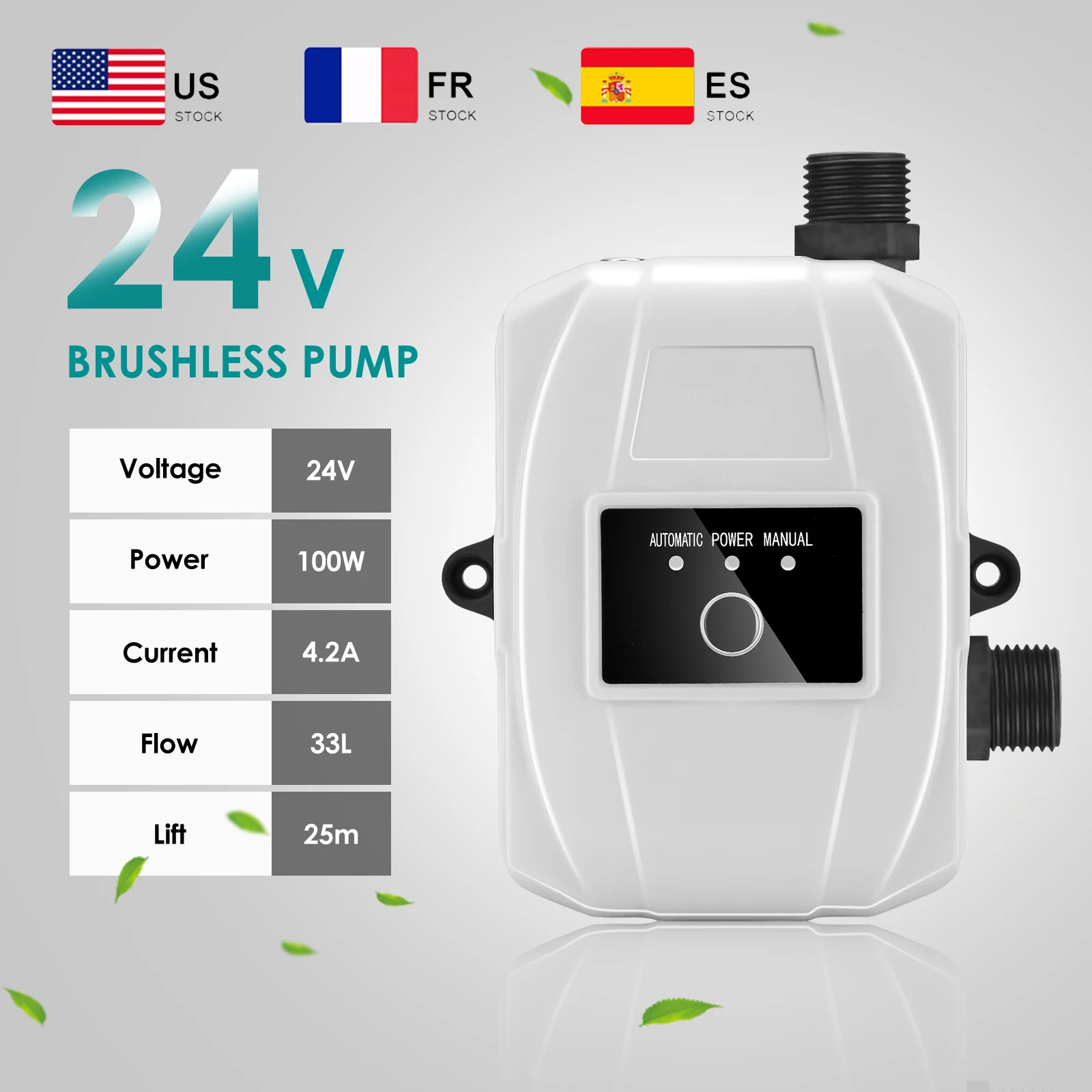 Бустерный Насос 75 футов 24V 100W безщеточный Водяной насос Авто Давление контроллер