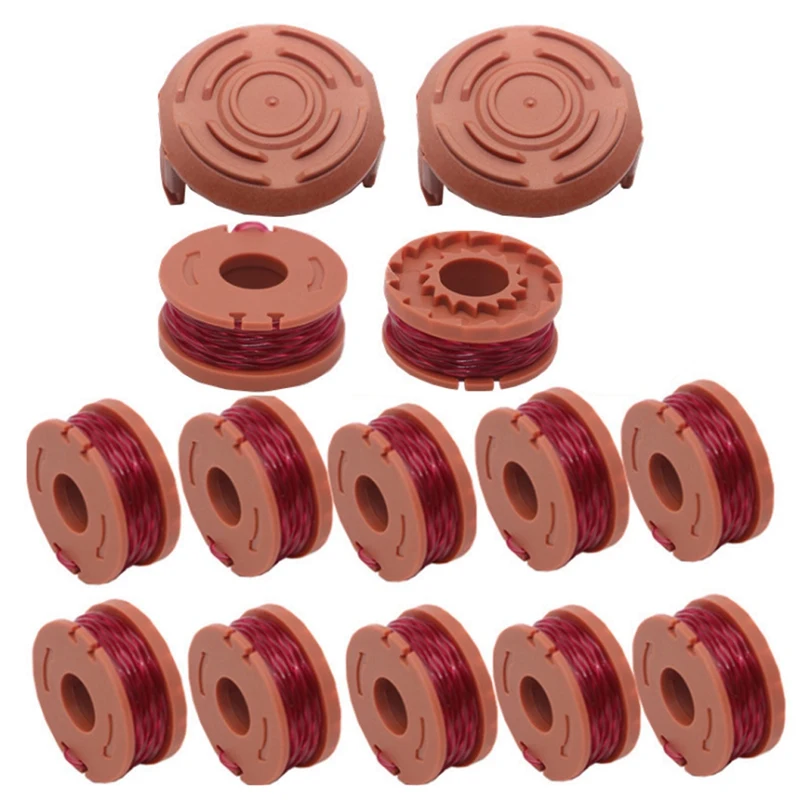 

14 Packs Replacement Spool String Grass Trimmer Line for WORX WA0010 12 Spool + 2 Cap