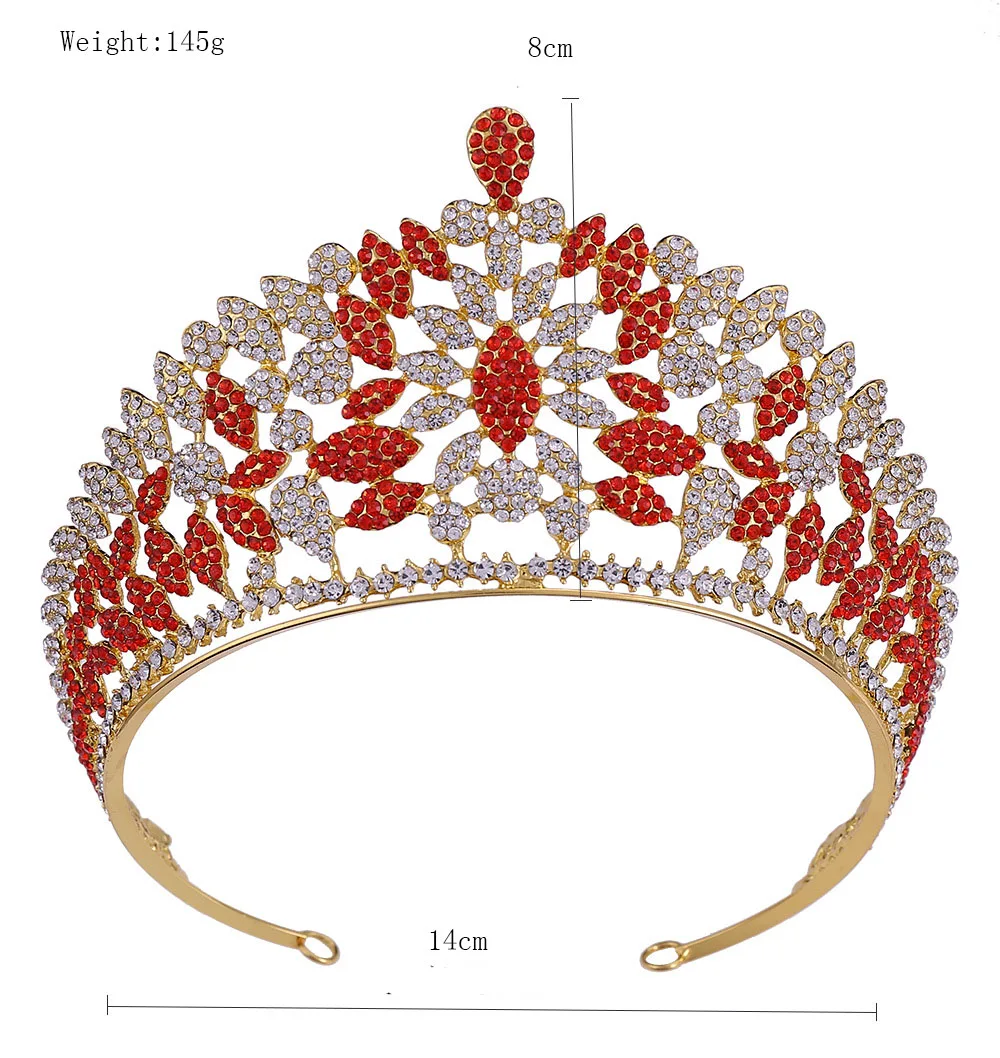 

Blue Baroque Luxury Crystal Bridal Crown Tiaras Big Leaves Diadem Tiaras for Women Bride Hairband Wedding Hair Accessories