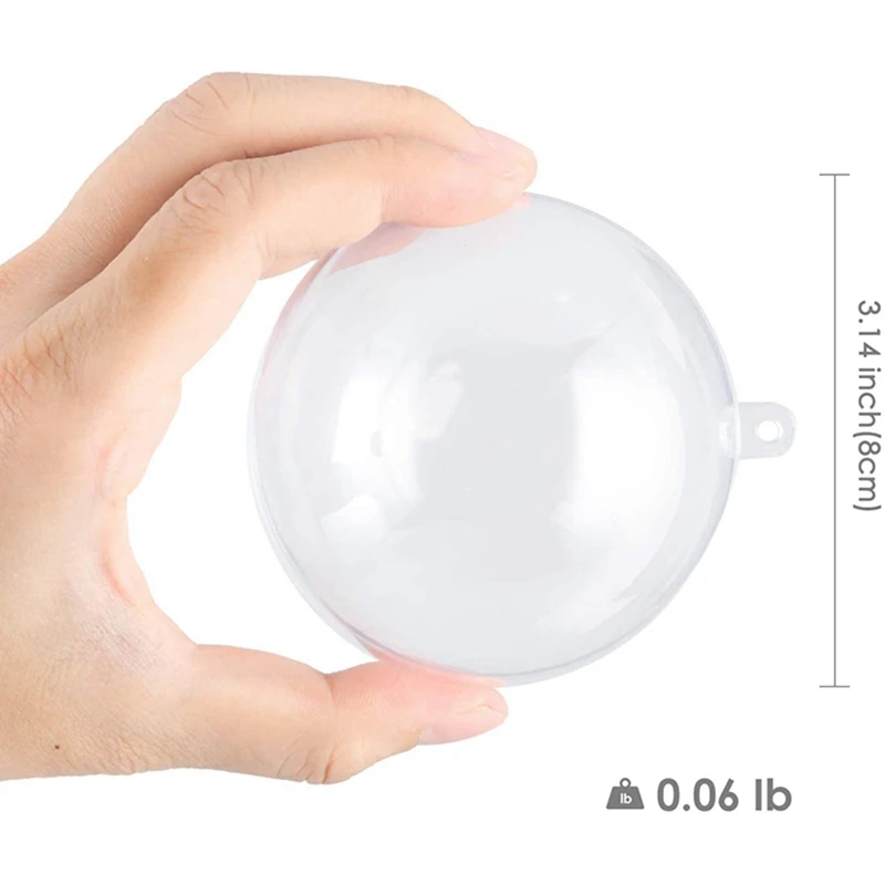 

Fillable Clear Ornaments Balls, DIY Plastic Christmas Tree for New Years Present Holiday Wedding Party Home Decor