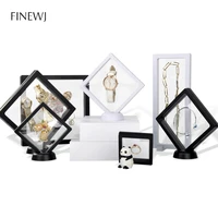 pe film jewelry storage box 3d packaging case gemstone free stand floating frame membrane ring earrings necklace display holder