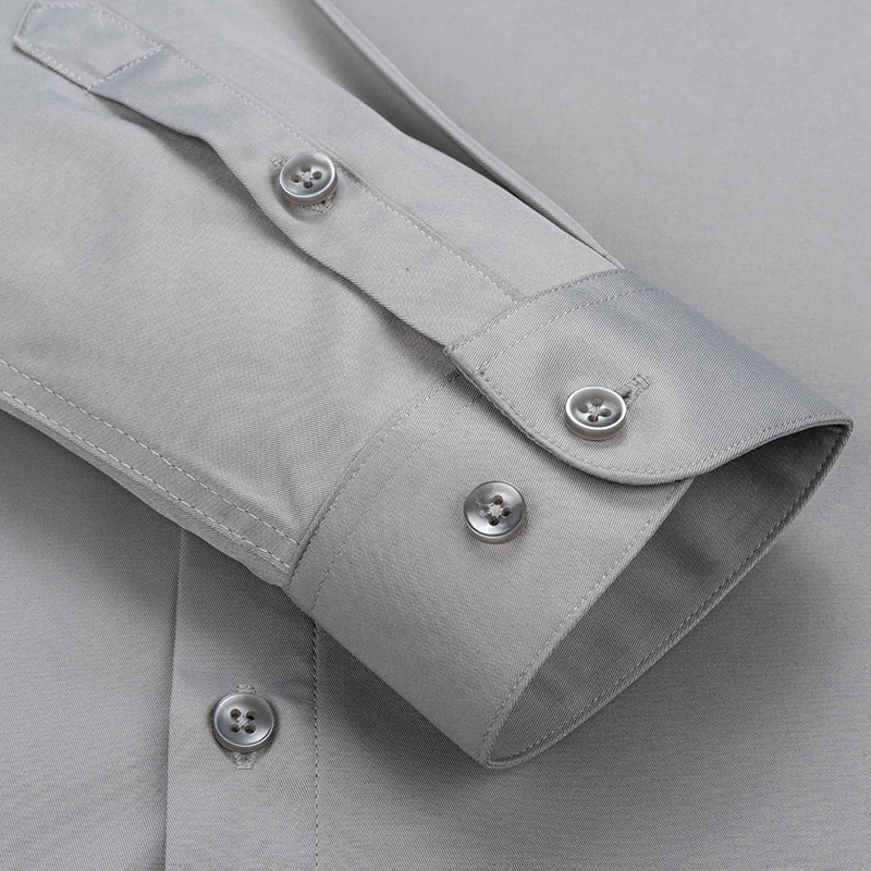 Aoliwen Brand men Elastic anti wrinkle solid color long sleeve casual shirts for men Spring sweat absorbent business slim shirt