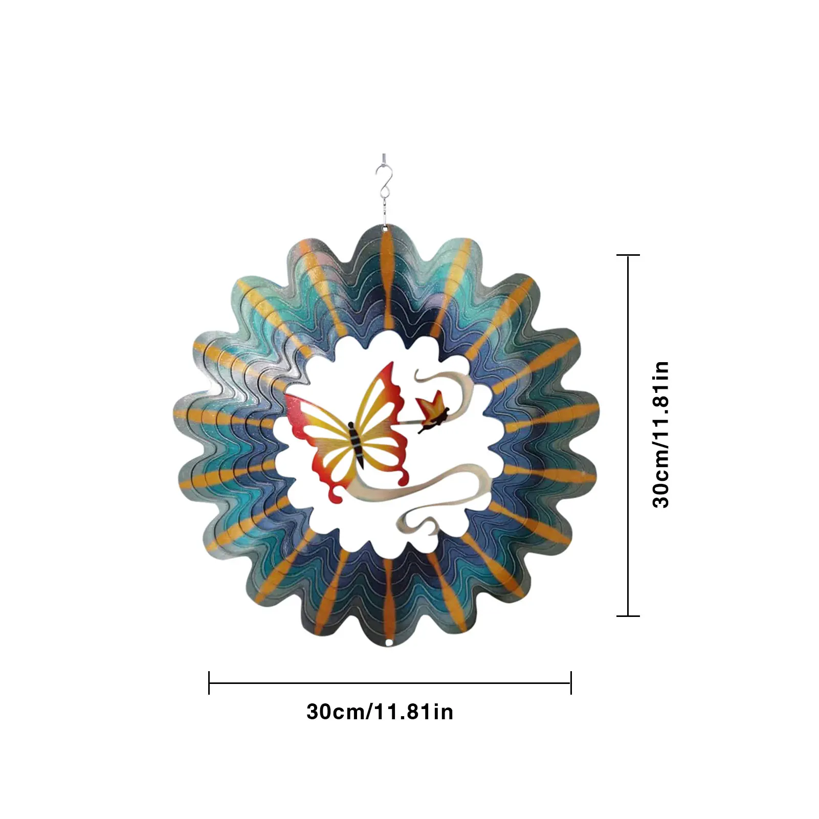 

12 Inch 3D Metal Wind Spinner 3D Stainless Steel Indoor Outdoor Pendent For Home Garden Decoration Drop Shipping