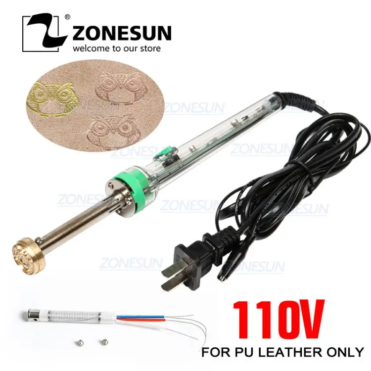 ZONESUN 220 В/60 Вт ручная марка горячего тиснения машина и охлаждаемая кожа тиснение