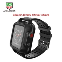 newest for apple watch 7 6 5 45mm40mm44mm waterproof silicone sport band for apple watch series 3 2 strap with protective case