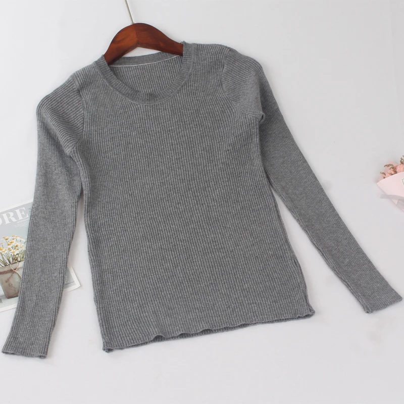 ONLYSVTER дешевые Для женщин базовый свитер Эластичный Slim Fit джемпер задник, однотонный цвет, трикотажный пуловер Свитера с круглым вырезом Pull женские; Лидер продаж