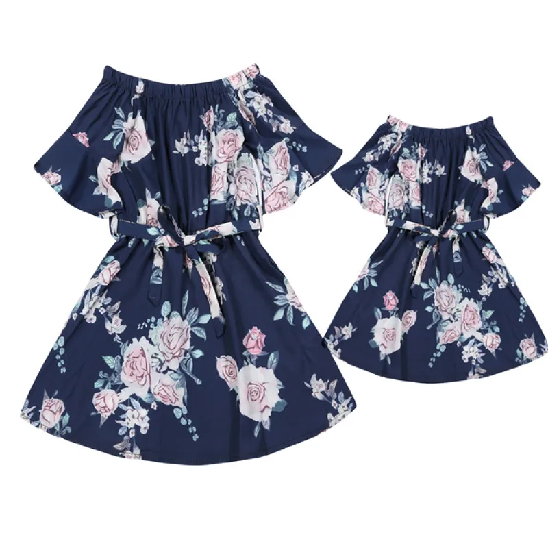 2021 летнее платье для матери и дочери сочетающаяся одежда с открытыми плечами