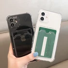 Противоударный силиконовый чехол для телефона iPhone 13 12 11 Pro XS Max Защита объектива на iPhone SE X XS XR 7 8 Plus Чехол для карт задняя крышка