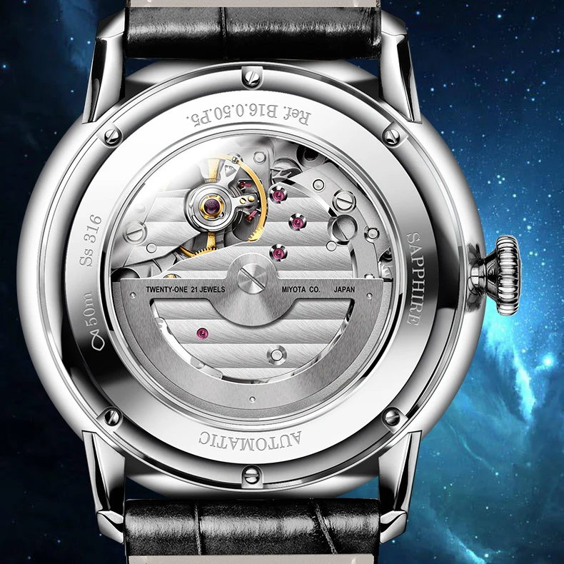 Часы наручные LOBINNI Мужские автоматические роскошные механические с