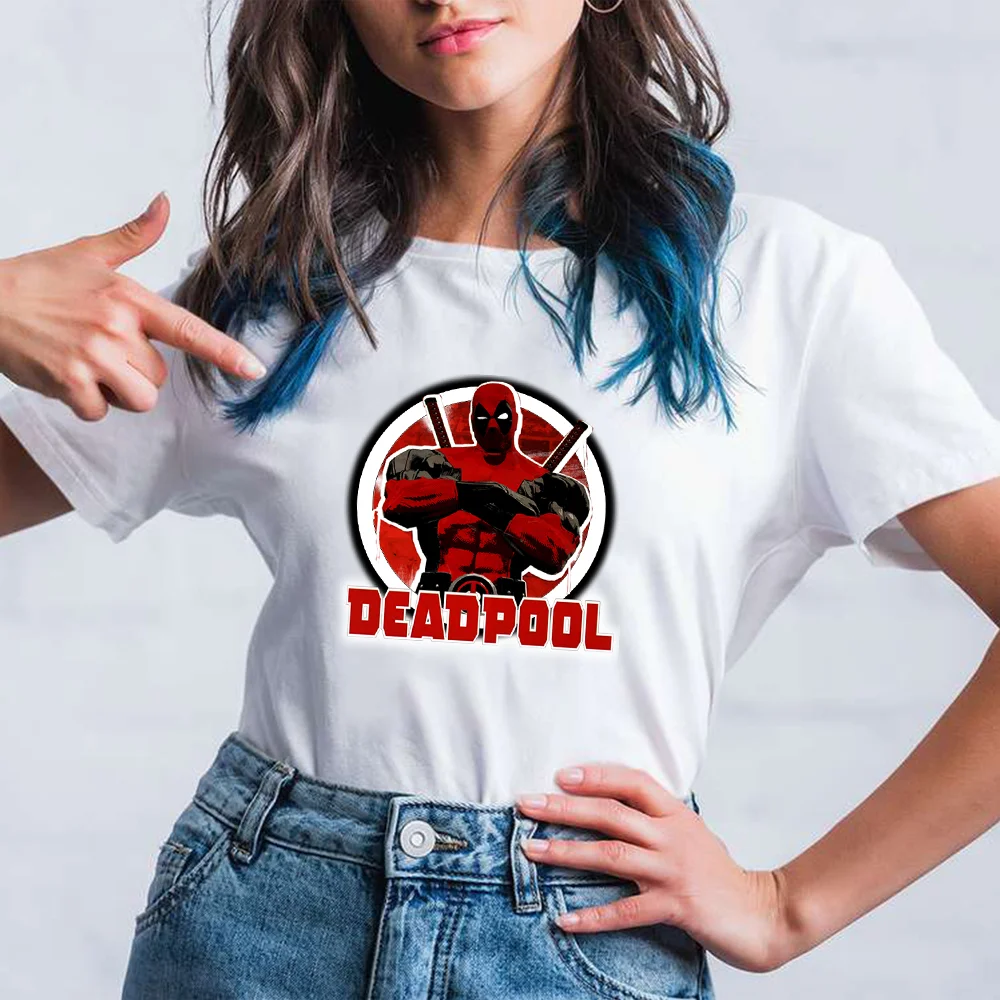 

Funny Marvel Deadpool Super Hero Women T Shirt Summer Fashioon Loose O-Neck Short Sleeve T-Shirts Ladies Top Tee Female Clothing
