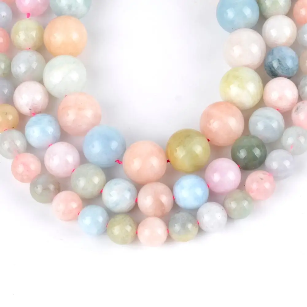 

Круглые Бусины Из морганита, 3 А, для изготовления ювелирных изделий, 6-12 мм, 15 дюймов