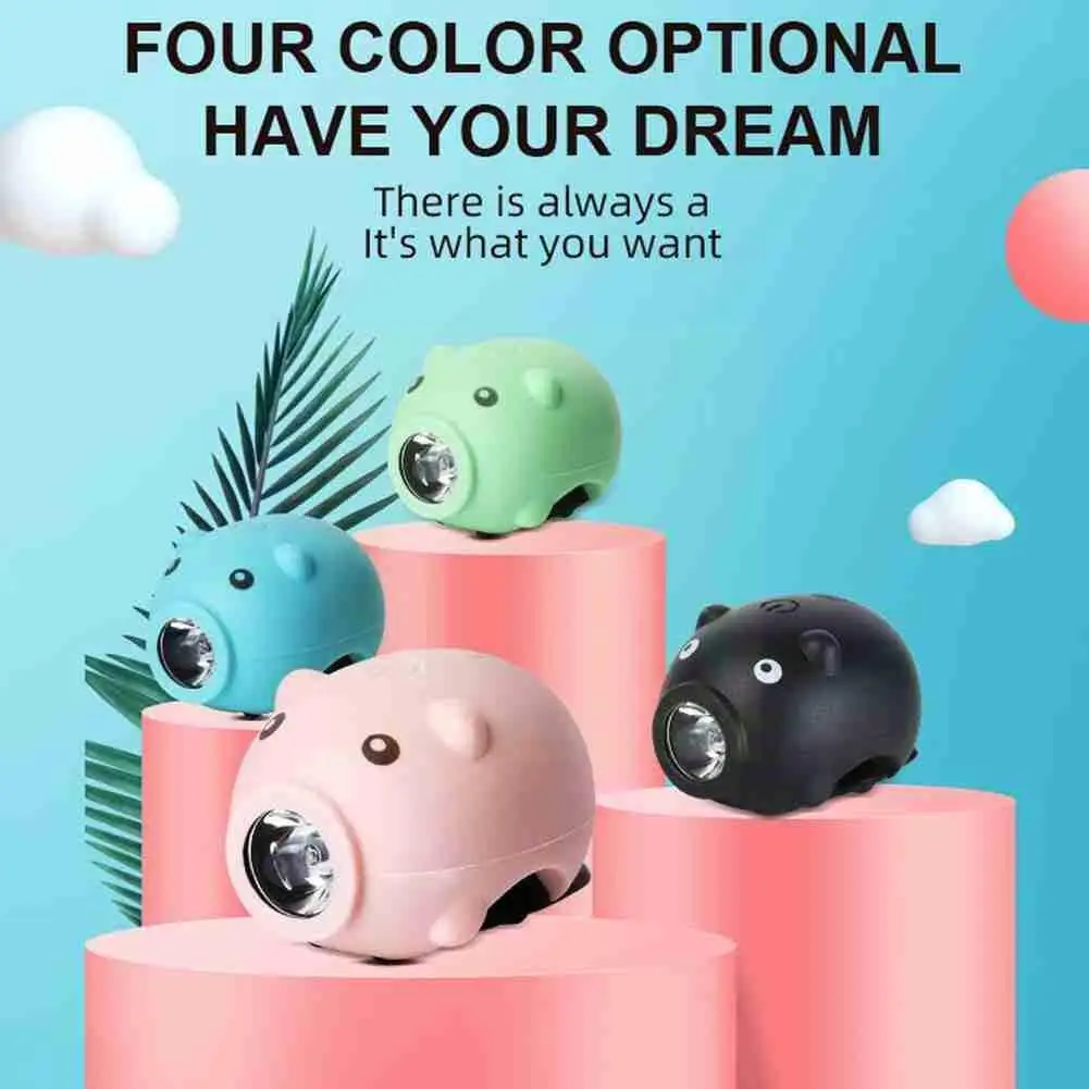 

Cute Cartoon Piggy-Shaped USB Rechargeable T6 LED Bicycle Front With Cycling Light Headlight Bell Portable Horn Bike J2B2