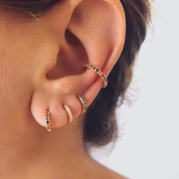 rainbow zircon small hoop earrings for women silver plated crystal pendientes circle earrings oorbellen support wholesale