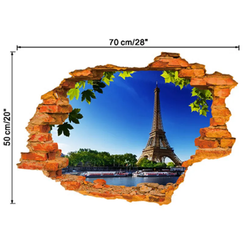 3D вид Эйфелева башня настенный стикер с пейзажем домашний декор Детская комната