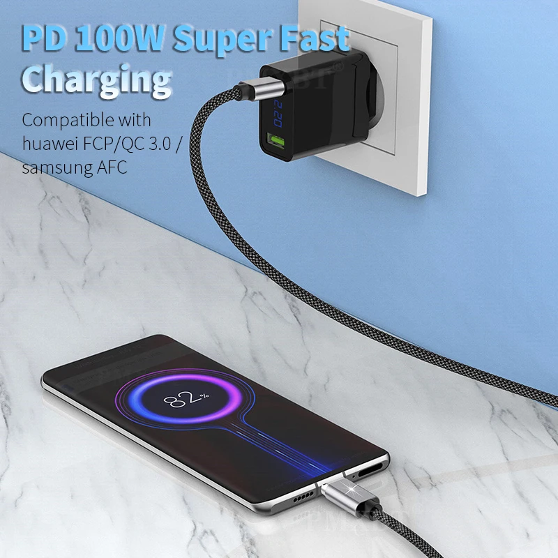 Магнитные USB кабели PMXBT кабель Type C на 5A для MacBook 100 Вт PD супербыстрая зарядка Шнур