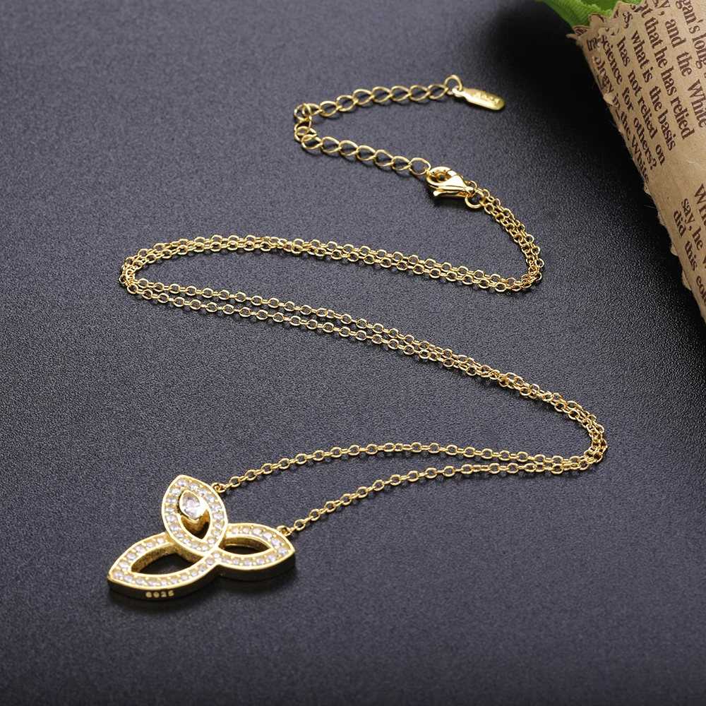 SHADOWHUNTERS Argent 925 Sterling Silver Three Leaves Pendant CZ Necklaces Women Party Fashion Jewelry Gift | Украшения и
