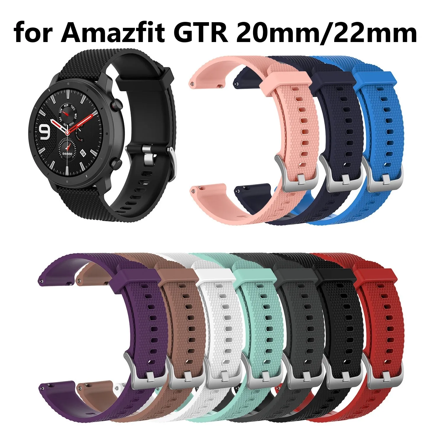 42/47 мм силиконовый текстурированный ремешок замена wantch для Amazfit GTR женские и